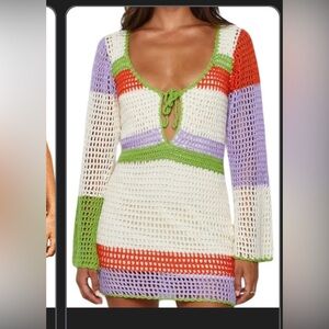 Amazon Multicolor Crochet Swim Coverup